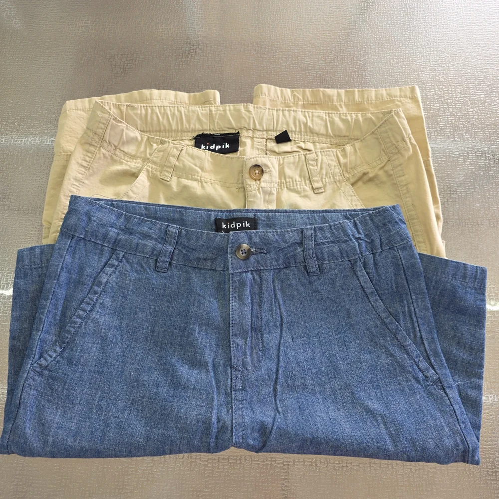Kidpik Boys Size 10 Shorts Bundle – Khaki Cargo + Blue Chambray Casual